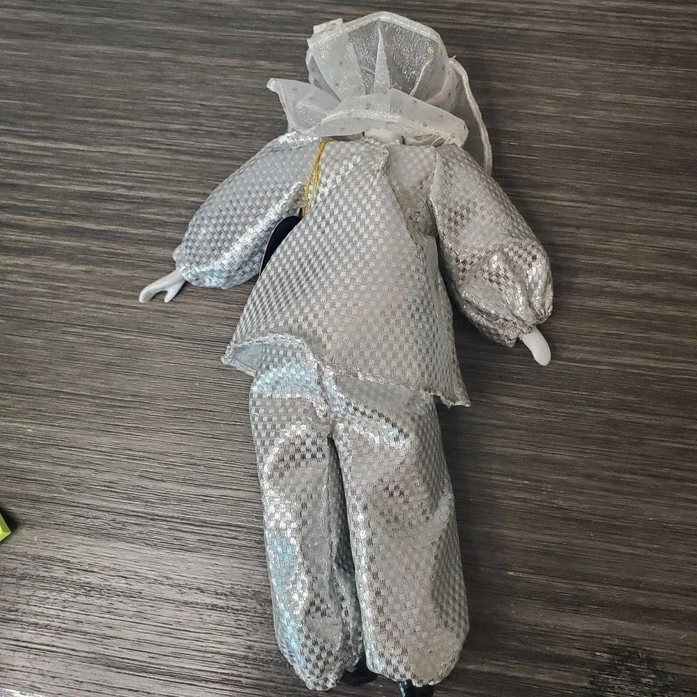 Royal Heirloom Collection 10 in Porcelain Clown Doll Shiny Silver Ruffled Suit
